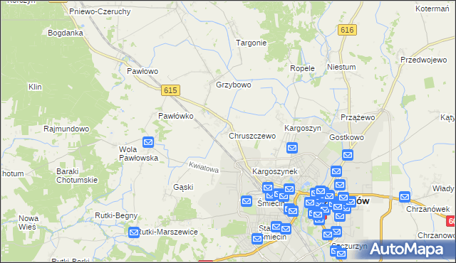 mapa Chruszczewo, Chruszczewo na mapie Targeo