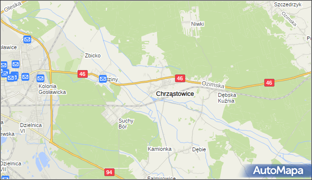 mapa Chrząstowice powiat opolski, Chrząstowice powiat opolski na mapie Targeo