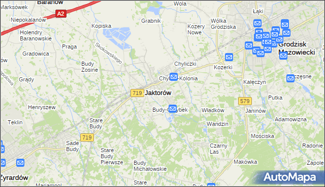 mapa Chylice gmina Jaktorów, Chylice gmina Jaktorów na mapie Targeo