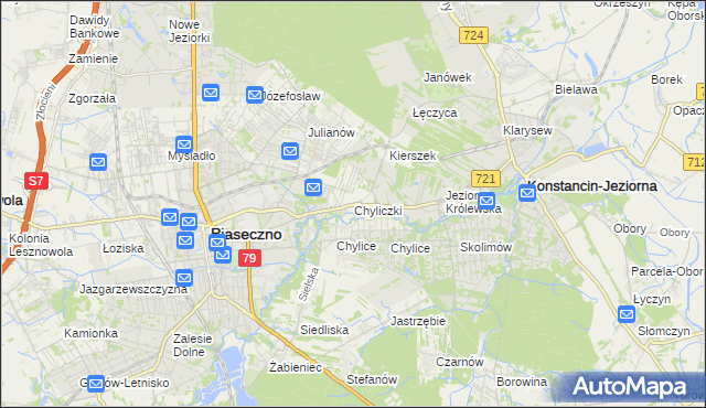 mapa Chyliczki gmina Piaseczno, Chyliczki gmina Piaseczno na mapie Targeo