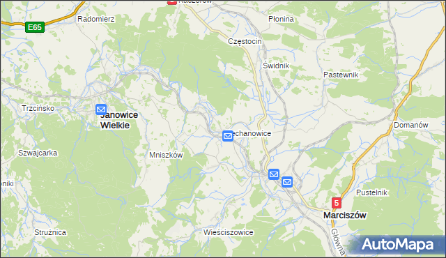 mapa Ciechanowice, Ciechanowice na mapie Targeo
