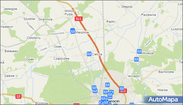 mapa Cielcza, Cielcza na mapie Targeo