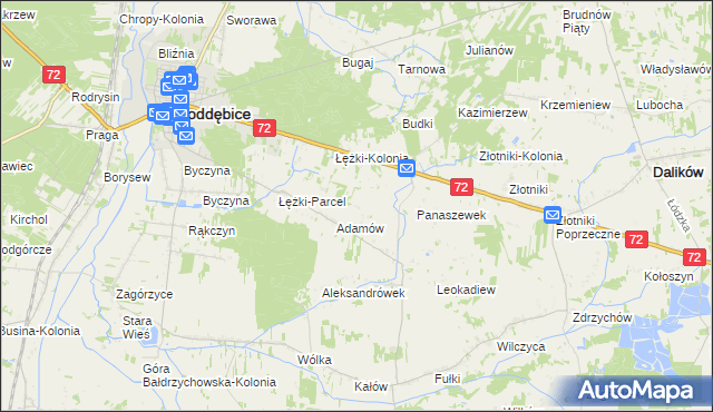 mapa Ciężków gmina Poddębice, Ciężków gmina Poddębice na mapie Targeo