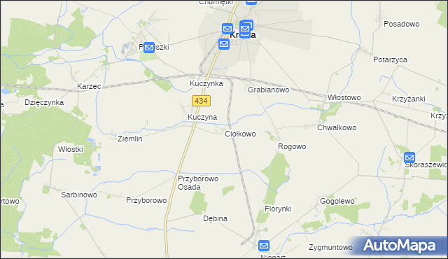 mapa Ciołkowo, Ciołkowo na mapie Targeo