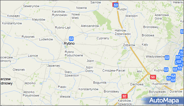 mapa Ćmiszew Rybnowski, Ćmiszew Rybnowski na mapie Targeo