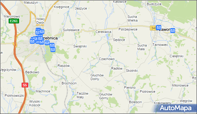 mapa Czachowo gmina Zawonia, Czachowo gmina Zawonia na mapie Targeo