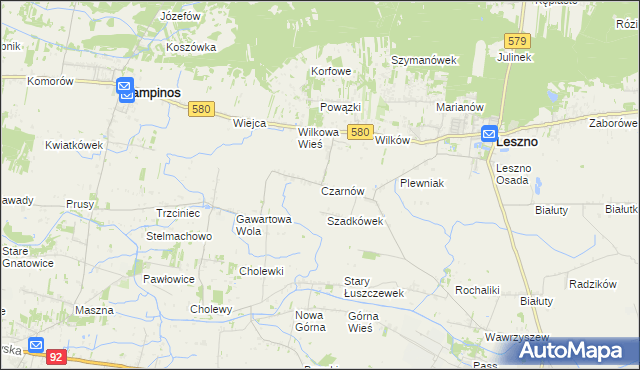 mapa Czarnów gmina Leszno, Czarnów gmina Leszno na mapie Targeo