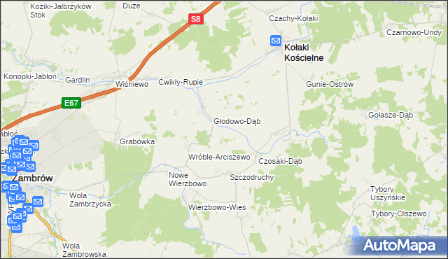mapa Czarnowo-Dąb, Czarnowo-Dąb na mapie Targeo