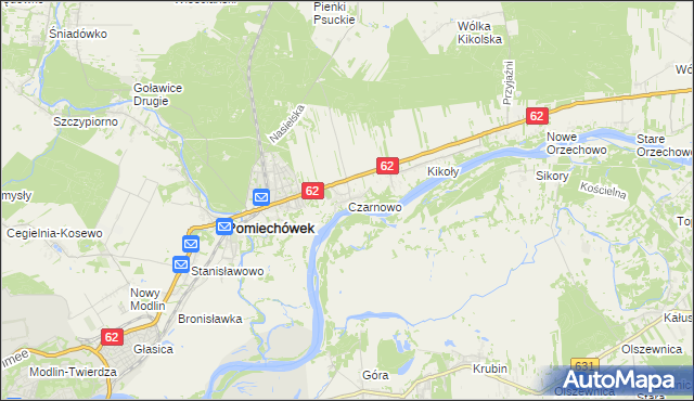 mapa Czarnowo gmina Pomiechówek, Czarnowo gmina Pomiechówek na mapie Targeo