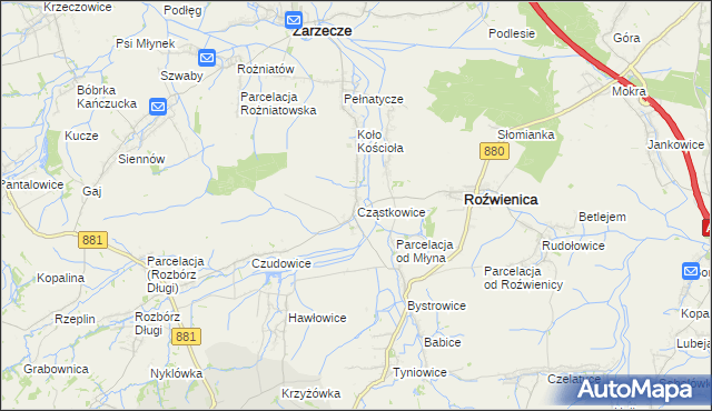 mapa Cząstkowice, Cząstkowice na mapie Targeo