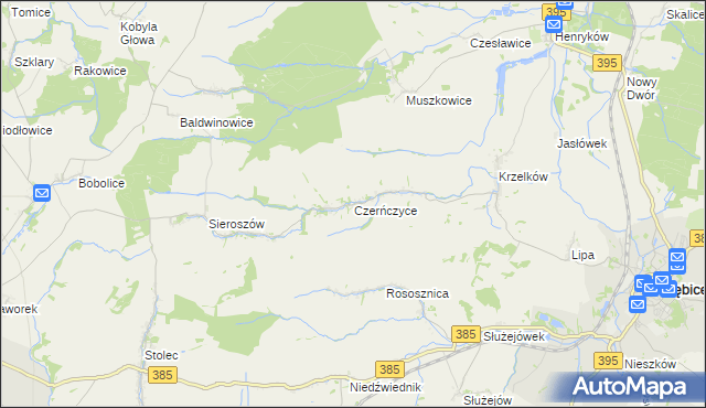 mapa Czerńczyce gmina Ziębice, Czerńczyce gmina Ziębice na mapie Targeo