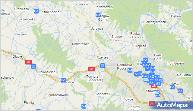 mapa Czerteż, Czerteż na mapie Targeo