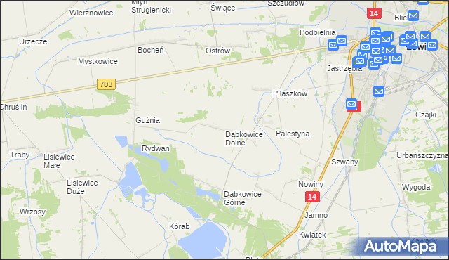 mapa Dąbkowice Dolne, Dąbkowice Dolne na mapie Targeo