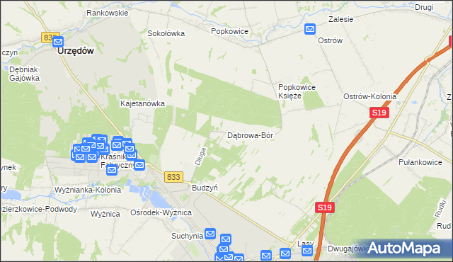 mapa Dąbrowa-Bór, Dąbrowa-Bór na mapie Targeo