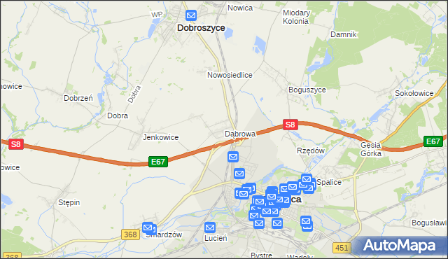 mapa Dąbrowa gmina Oleśnica, Dąbrowa gmina Oleśnica na mapie Targeo