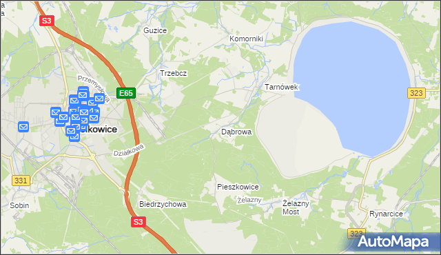 mapa Dąbrowa gmina Polkowice, Dąbrowa gmina Polkowice na mapie Targeo