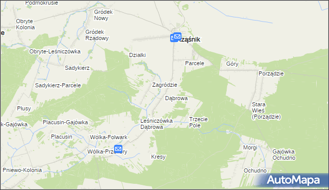 mapa Dąbrowa gmina Rząśnik, Dąbrowa gmina Rząśnik na mapie Targeo