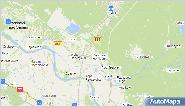 mapa Dąbrowa Rzeczycka, Dąbrowa Rzeczycka na mapie Targeo