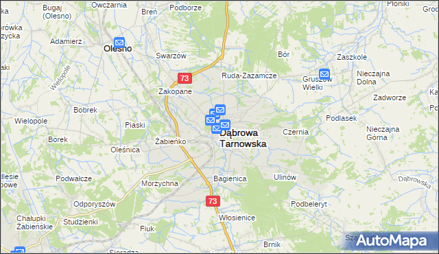 mapa Dąbrowa Tarnowska, Dąbrowa Tarnowska na mapie Targeo