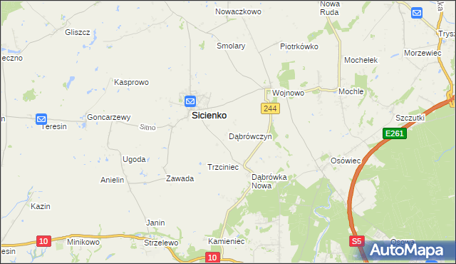 mapa Dąbrówczyn, Dąbrówczyn na mapie Targeo