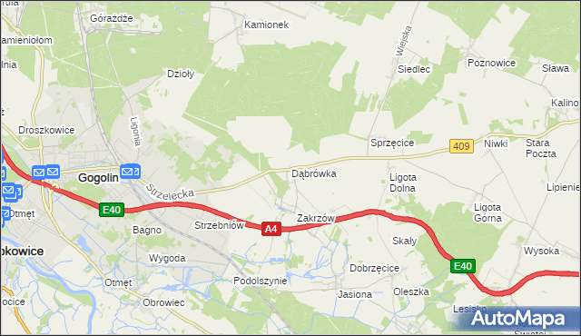 mapa Dąbrówka gmina Gogolin, Dąbrówka gmina Gogolin na mapie Targeo