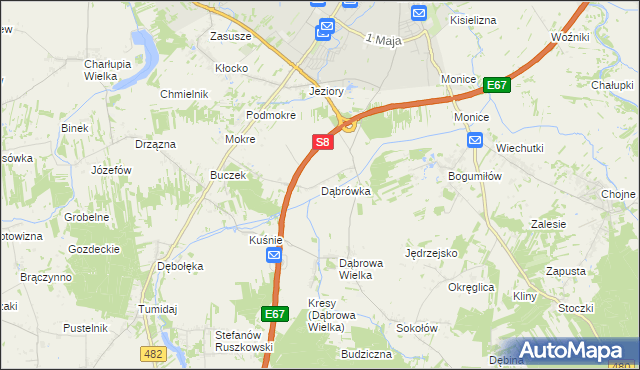 mapa Dąbrówka gmina Sieradz, Dąbrówka gmina Sieradz na mapie Targeo