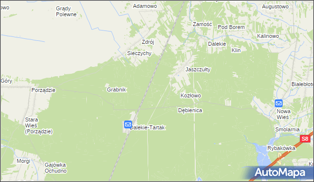 mapa Dalekie gmina Brańszczyk, Dalekie gmina Brańszczyk na mapie Targeo