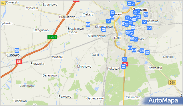 mapa Dalki, Dalki na mapie Targeo
