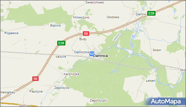 mapa Damnica, Damnica na mapie Targeo