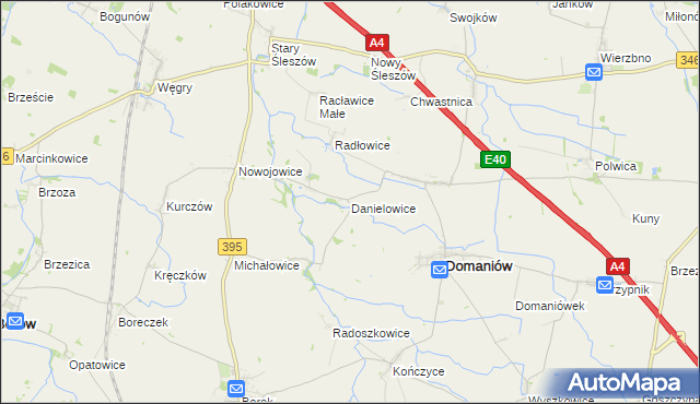 mapa Danielowice, Danielowice na mapie Targeo