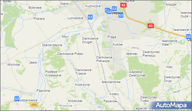 mapa Dankowice Pierwsze, Dankowice Pierwsze na mapie Targeo
