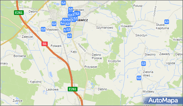mapa Dębno Polskie, Dębno Polskie na mapie Targeo
