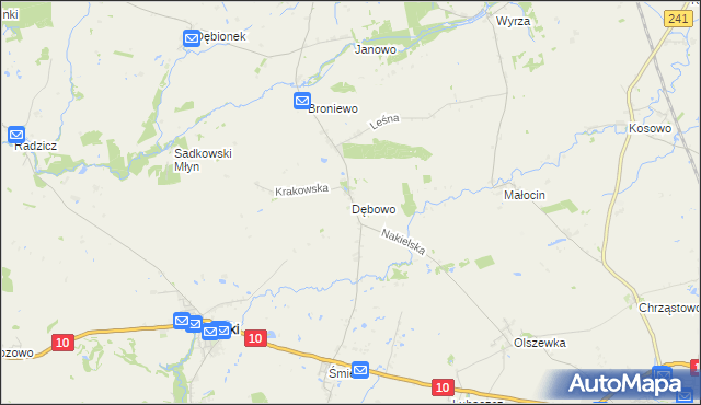 mapa Dębowo gmina Sadki, Dębowo gmina Sadki na mapie Targeo