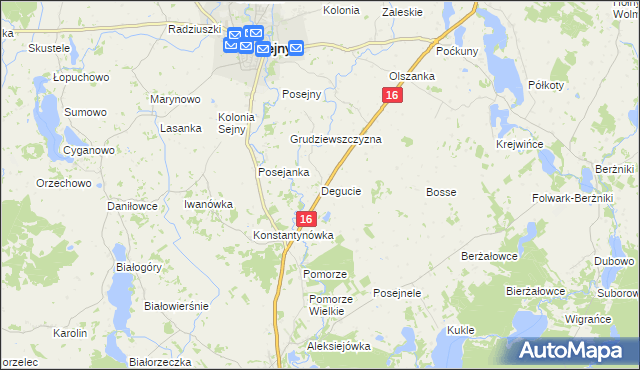 mapa Degucie gmina Sejny, Degucie gmina Sejny na mapie Targeo
