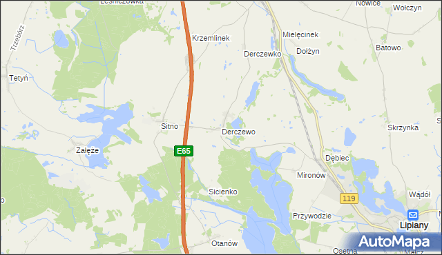 mapa Derczewo, Derczewo na mapie Targeo