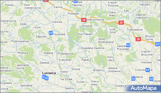 mapa Długołęka-Świerkla, Długołęka-Świerkla na mapie Targeo