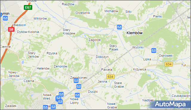 mapa Dobczyn gmina Klembów, Dobczyn gmina Klembów na mapie Targeo