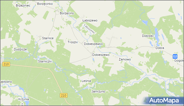 mapa Dobieszewo gmina Dębnica Kaszubska, Dobieszewo gmina Dębnica Kaszubska na mapie Targeo