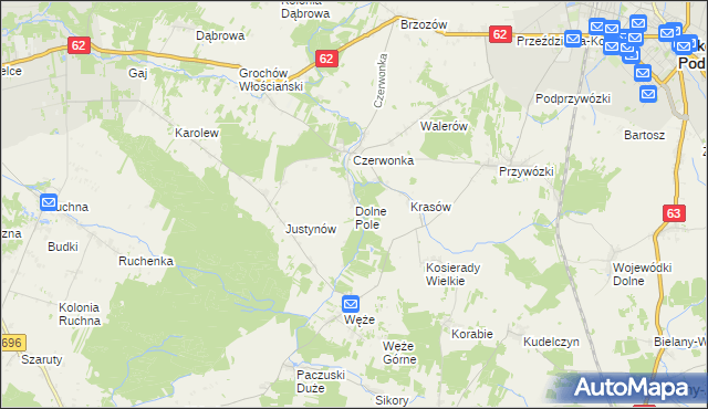 mapa Dolne Pole gmina Sokołów Podlaski, Dolne Pole gmina Sokołów Podlaski na mapie Targeo