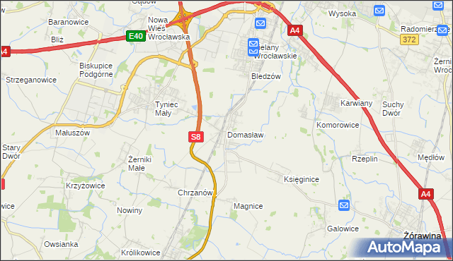 mapa Domasław, Domasław na mapie Targeo