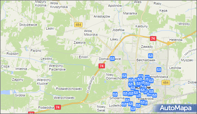 mapa Domiechowice, Domiechowice na mapie Targeo