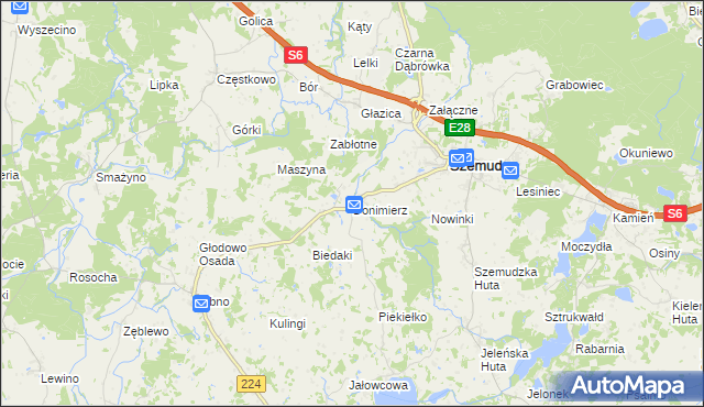 mapa Donimierz gmina Szemud, Donimierz gmina Szemud na mapie Targeo