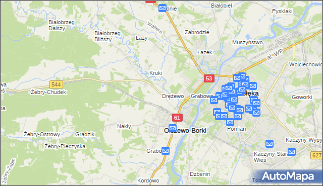 mapa Drężewo, Drężewo na mapie Targeo