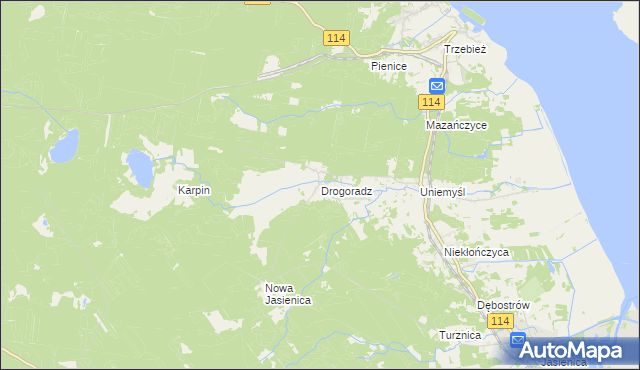 mapa Drogoradz, Drogoradz na mapie Targeo
