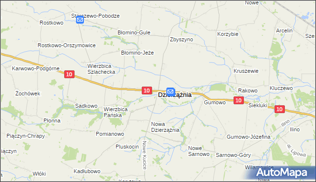 mapa Dzierzążnia, Dzierzążnia na mapie Targeo