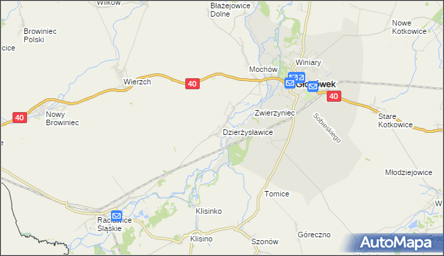 mapa Dzierżysławice, Dzierżysławice na mapie Targeo