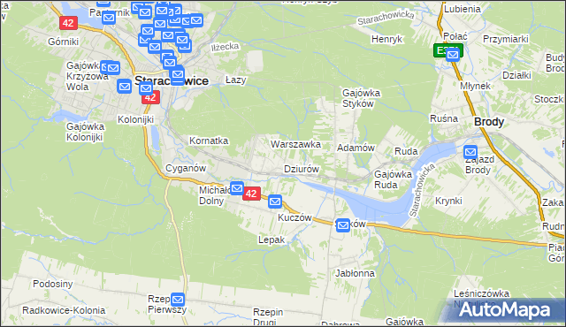 mapa Dziurów gmina Brody, Dziurów gmina Brody na mapie Targeo