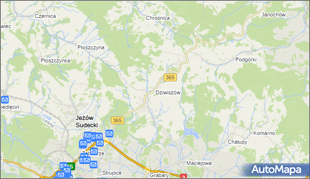 mapa Dziwiszów, Dziwiszów na mapie Targeo