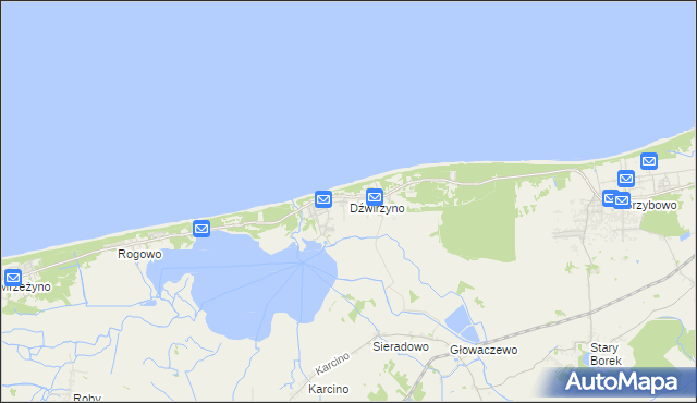 mapa Dźwirzyno, Dźwirzyno na mapie Targeo