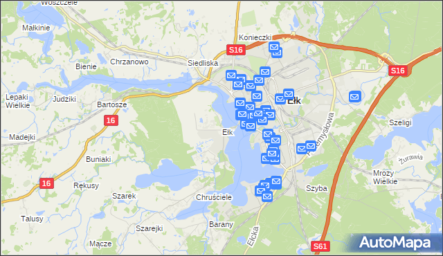 mapa Ełk powiat ełcki, Ełk powiat ełcki na mapie Targeo